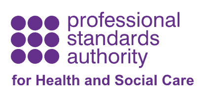 Professional Standards Authority Logo for Health & Social Care