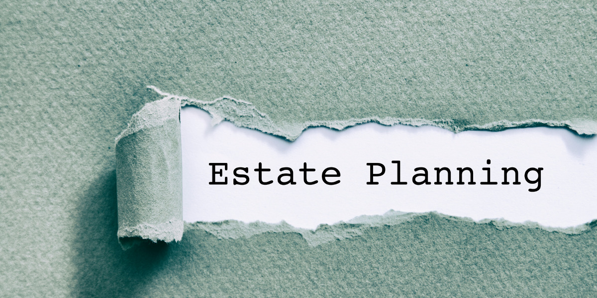 Coloured card peeling back to reveal 'estate planning'.