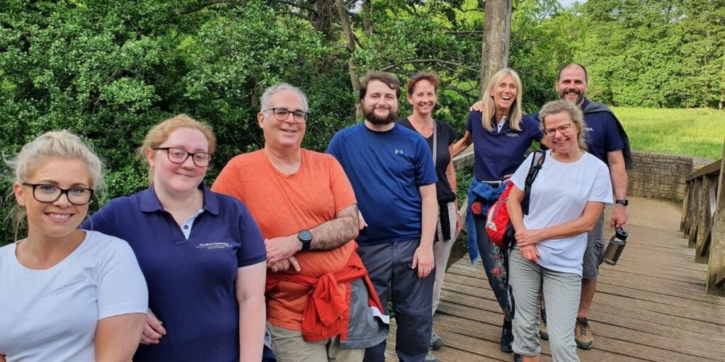 Gordons team on a bridge.