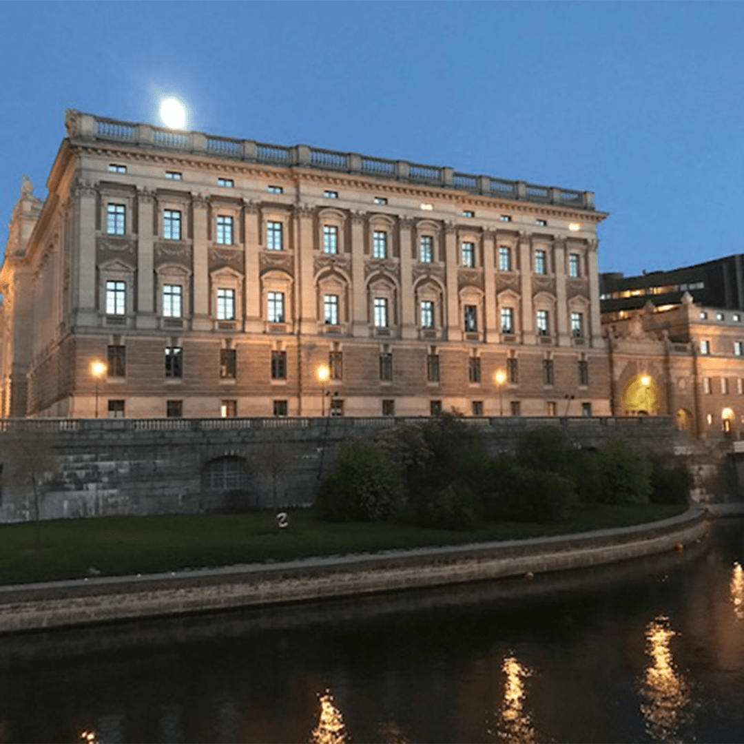 Building on the river front.
