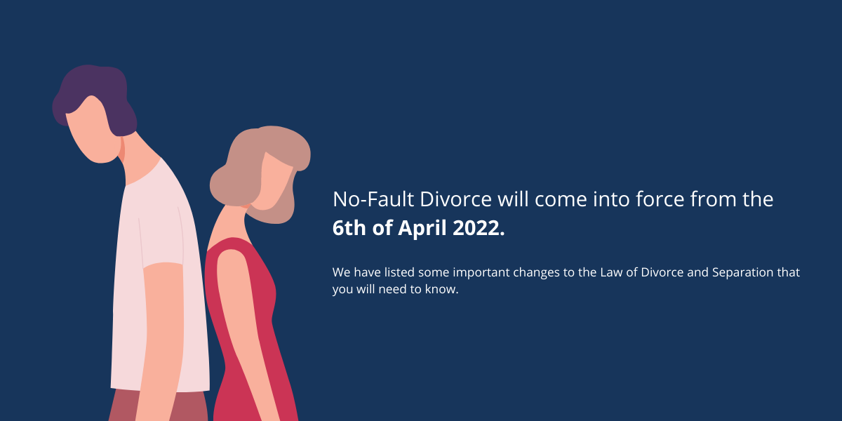 Vector image of couple facing opposite directions highlighting Divorce and Separation