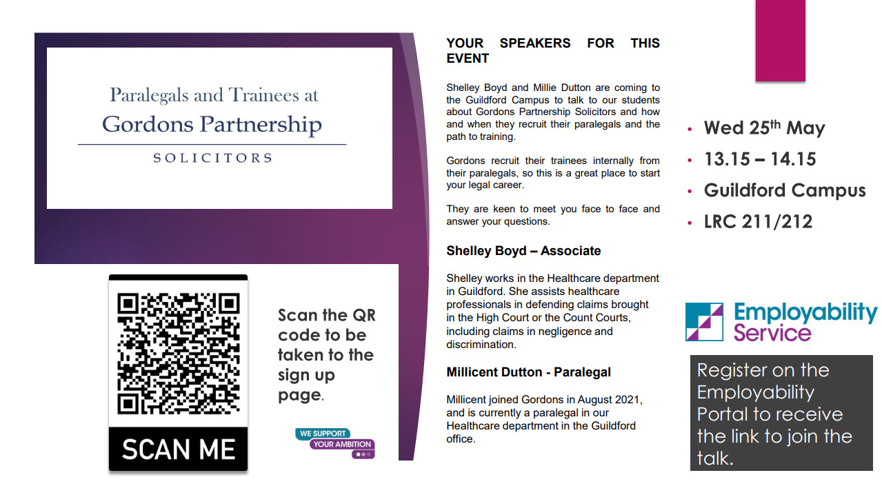 University of Law event advertisement