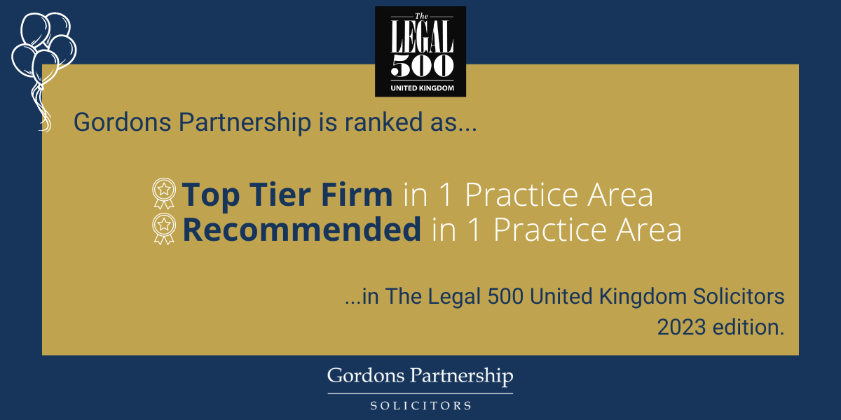 "Gordons Partnership is ranked as Top Tier Firm and Recommended in the Legal 500"