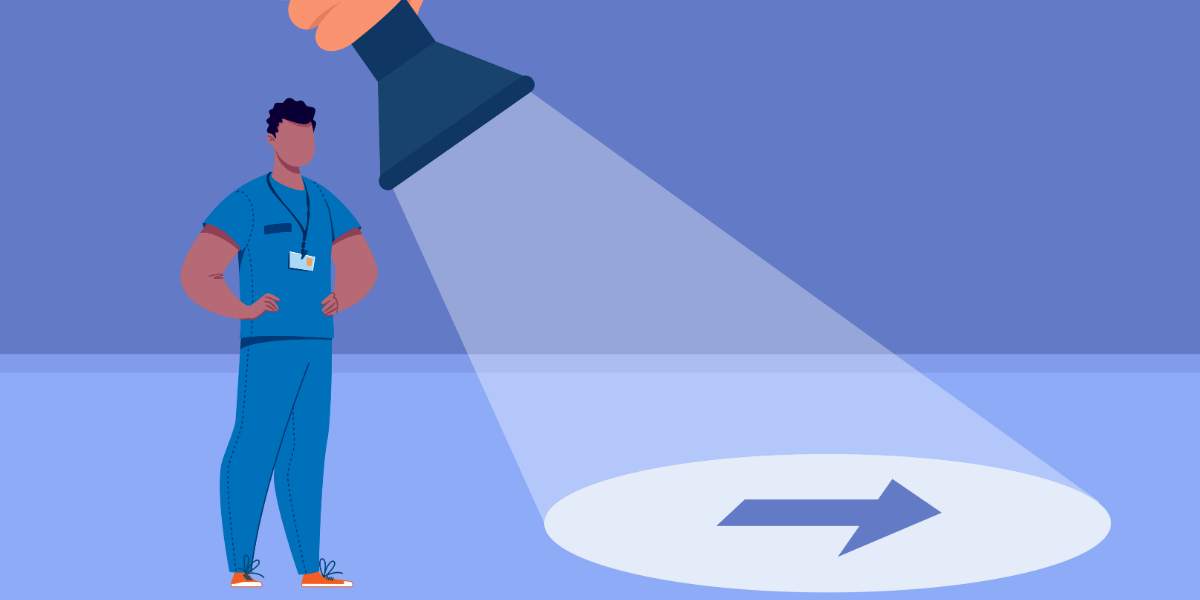 Physician Associates following arrow for guidance